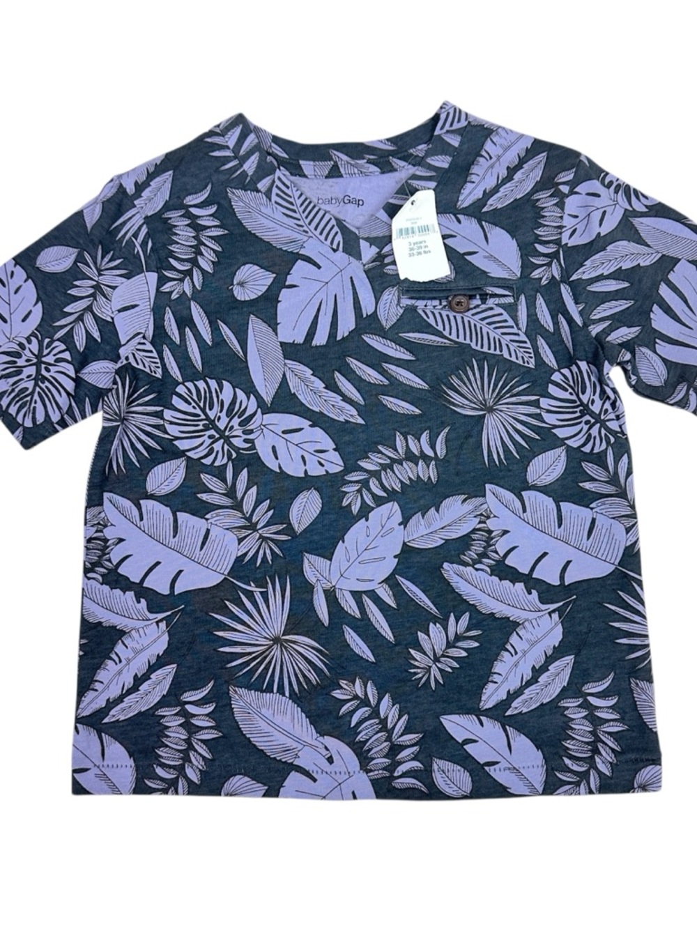 GAP Kids Purple Tropical Leaf Print Short Sleeve Tee